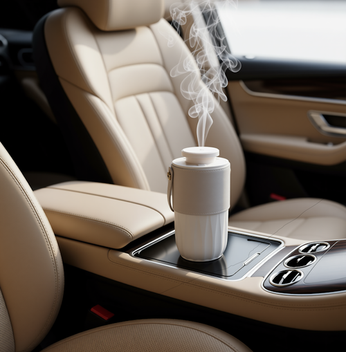 Ceramic Car Aroma Diffuser with Beige Sleeve by Concept Two